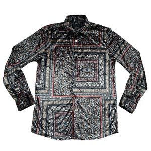 Zara Button Down Velvet Holiday Shirt Size M